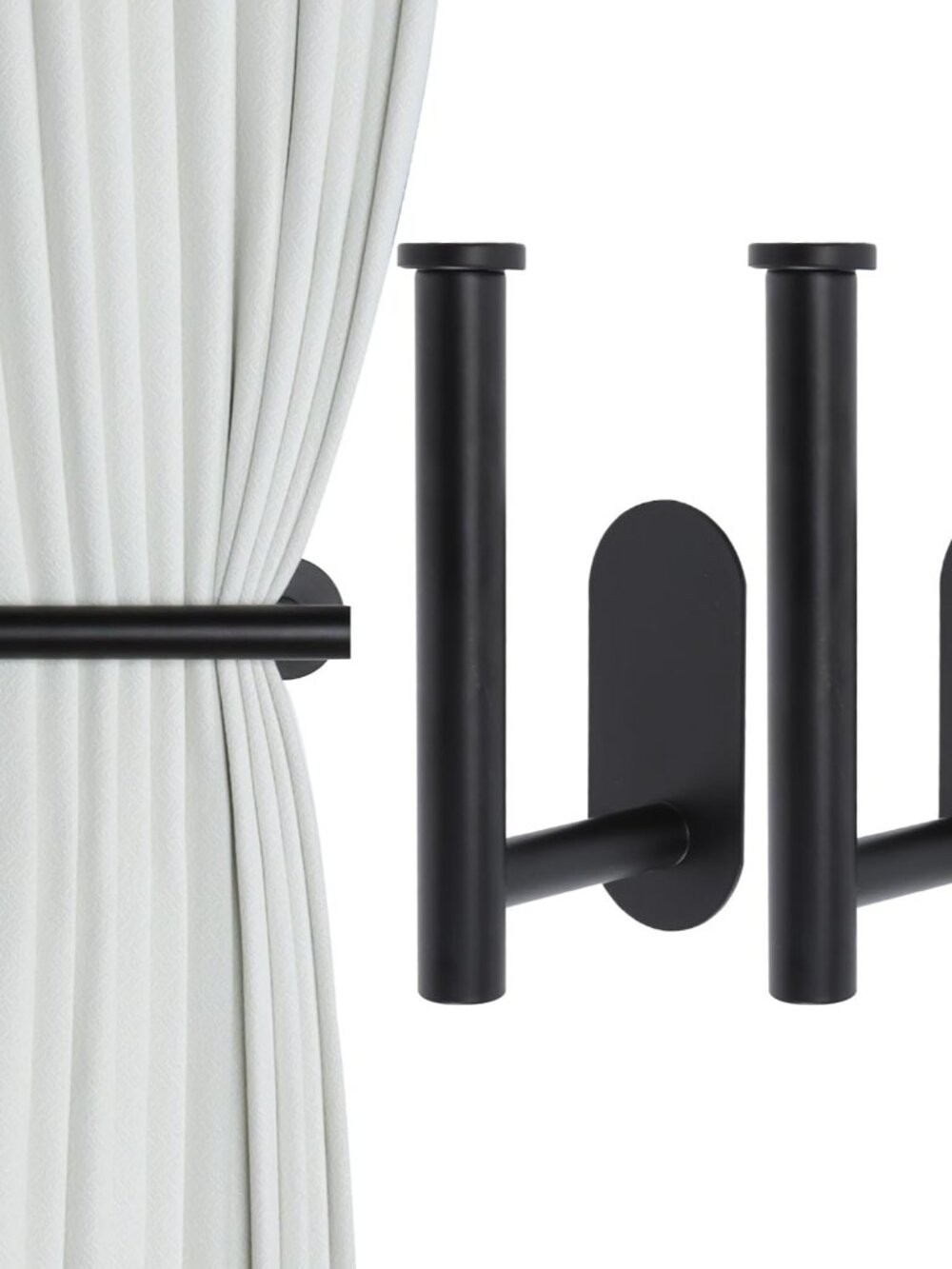 Adhesive Curtain Holdbacks Curtain Tie Backs,2 Pack, Black